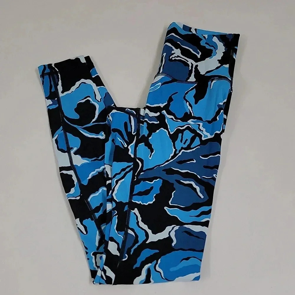 Lululemon Wunder Under Pant 4 Hi-Rise Boom Bloom Beach Blanket Blue Ice Milk